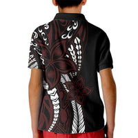 Polynesian Plumeria Floral Tattoo Pattern Kid Polo Shirt Oxblood Style LT9 - Polynesian Pride