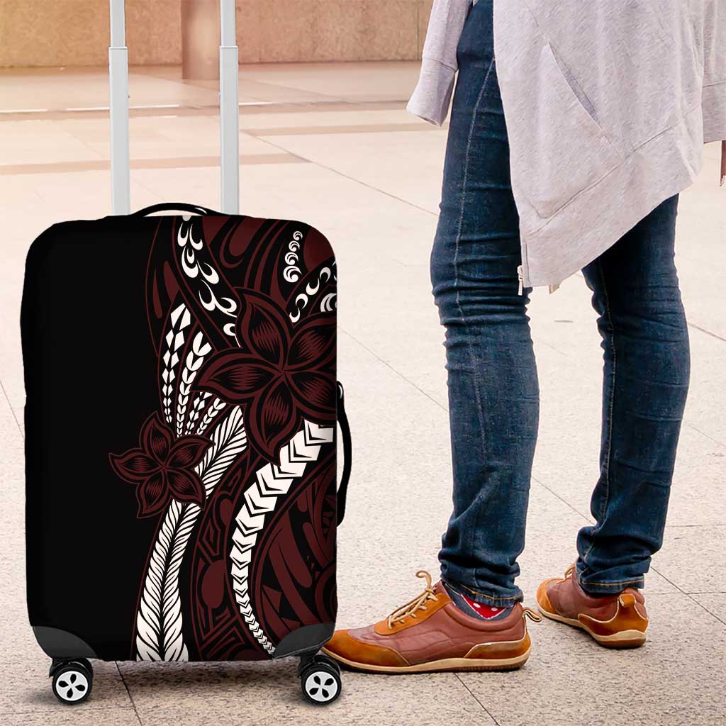 Polynesian Plumeria Floral Tattoo Pattern Luggage Cover Oxblood Style