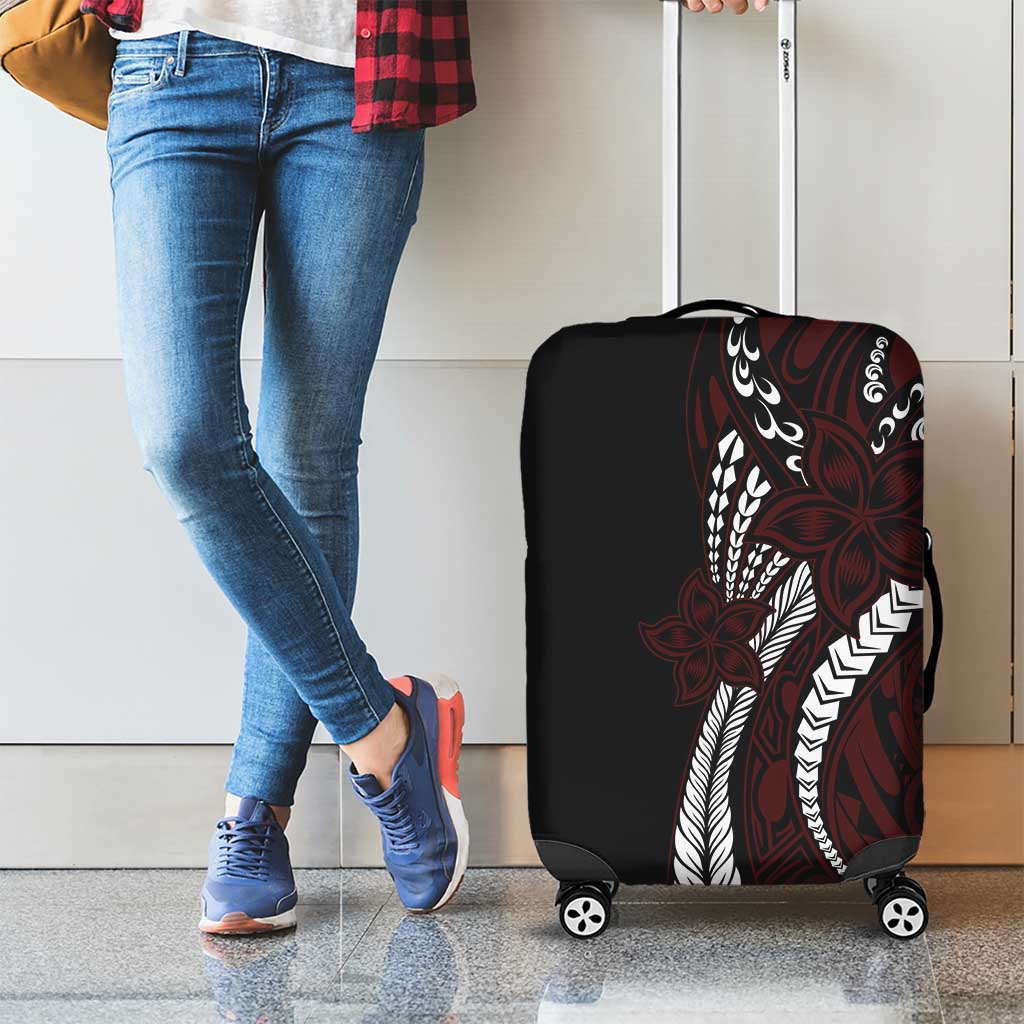 Polynesian Plumeria Floral Tattoo Pattern Luggage Cover Oxblood Style