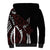 Polynesian Plumeria Floral Tattoo Pattern Sherpa Hoodie Oxblood Style