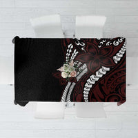 Polynesian Plumeria Floral Tattoo Pattern Tablecloth Oxblood Style