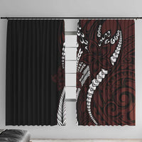 Polynesian Plumeria Floral Tattoo Pattern Window Curtain Oxblood Style
