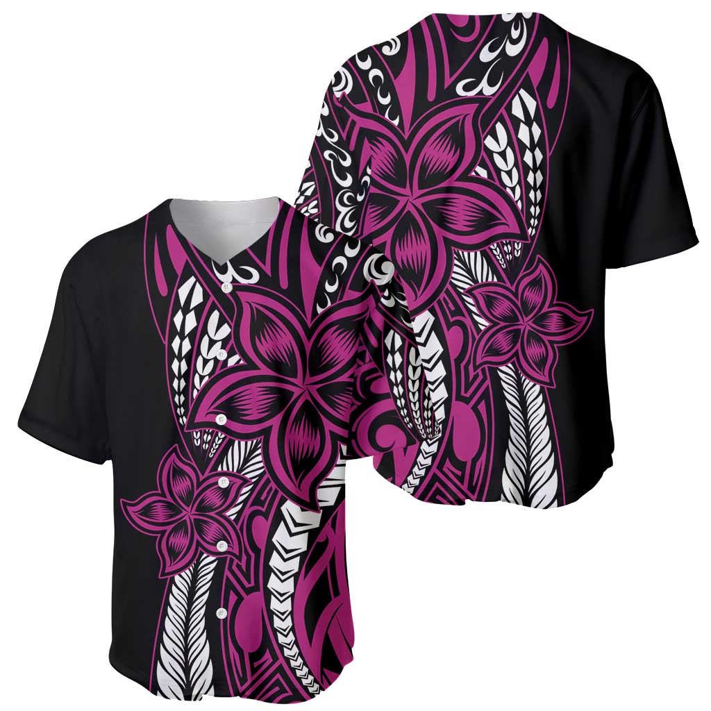 Polynesian Plumeria Floral Tattoo Pattern Baseball Jersey Pink Style LT9 - Polynesian Pride
