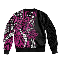 Polynesian Plumeria Floral Tattoo Pattern Bomber Jacket Pink Style