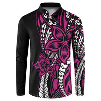 Polynesian Plumeria Floral Tattoo Pattern Button Sweatshirt Pink Style