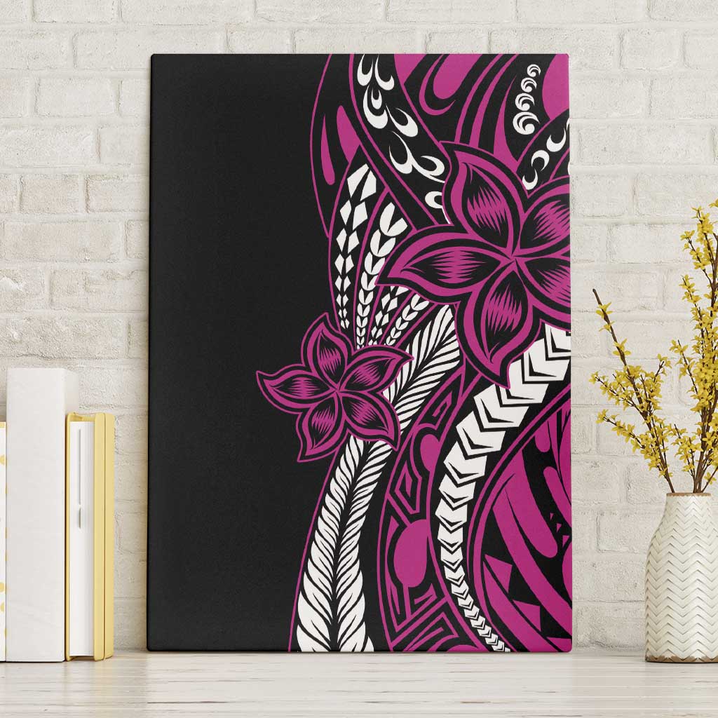 Polynesian Plumeria Floral Tattoo Pattern Canvas Wall Art Pink Style