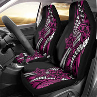 Polynesian Plumeria Floral Tattoo Pattern Car Seat Cover Pink Style
