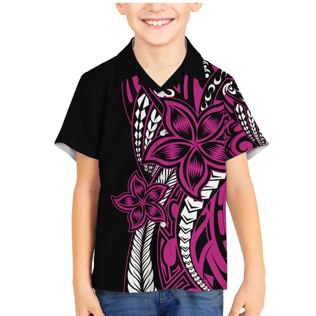 Polynesian Plumeria Floral Tattoo Pattern Family Matching Mermaid Dress and Hawaiian Shirt Pink Style