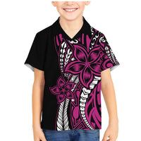 Polynesian Plumeria Floral Tattoo Pattern Family Matching Mermaid Dress and Hawaiian Shirt Pink Style