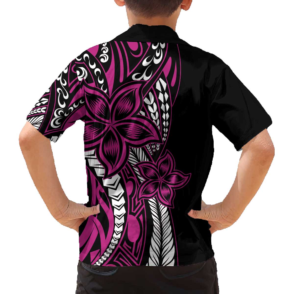Polynesian Plumeria Floral Tattoo Pattern Family Matching Puletasi and Hawaiian Shirt Pink Style LT9 - Polynesian Pride