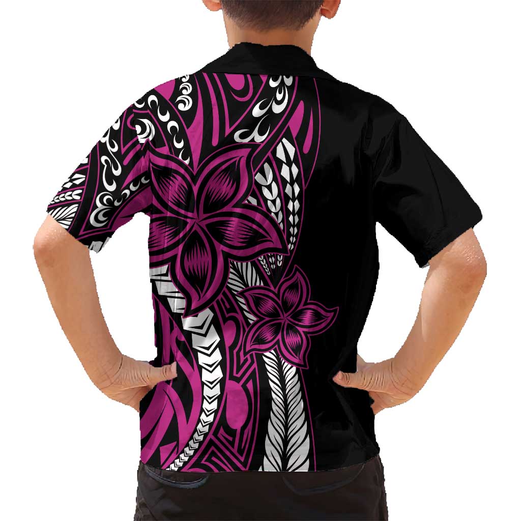 Polynesian Plumeria Floral Tattoo Pattern Family Matching Summer Maxi Dress and Hawaiian Shirt Pink Style LT9 - Polynesian Pride