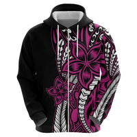 Polynesian Plumeria Floral Tattoo Pattern Hoodie Pink Style