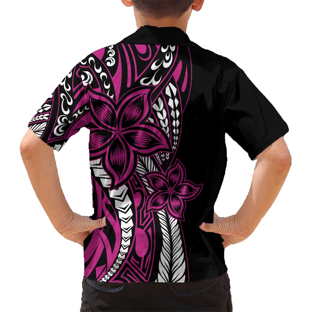 Polynesian Plumeria Floral Tattoo Pattern Kid Hawaiian Shirt Pink Style LT9 - Polynesian Pride