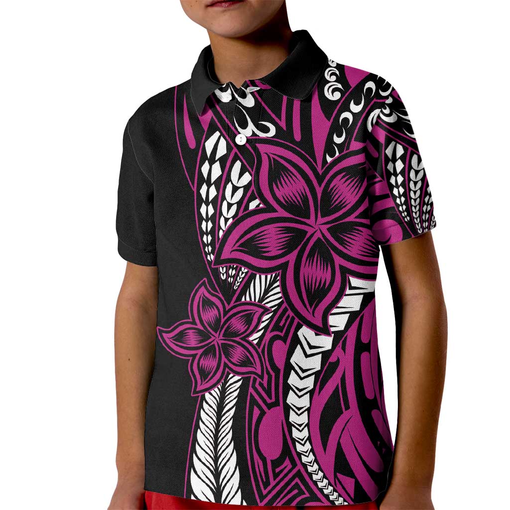 Polynesian Plumeria Floral Tattoo Pattern Kid Polo Shirt Pink Style LT9 Kid Pink - Polynesian Pride