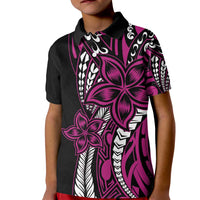 Polynesian Plumeria Floral Tattoo Pattern Kid Polo Shirt Pink Style LT9 Kid Pink - Polynesian Pride