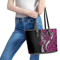 Polynesian Plumeria Floral Tattoo Pattern Leather Tote Bag Pink Style LT9 - Polynesian Pride