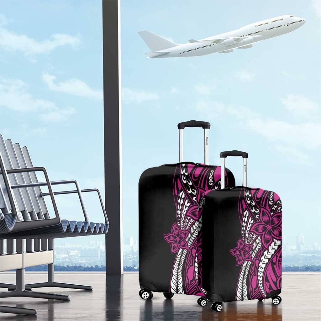 Polynesian Plumeria Floral Tattoo Pattern Luggage Cover Pink Style