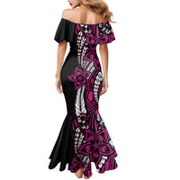 Polynesian Plumeria Floral Tattoo Pattern Mermaid Dress Pink Style LT9 - Polynesian Pride