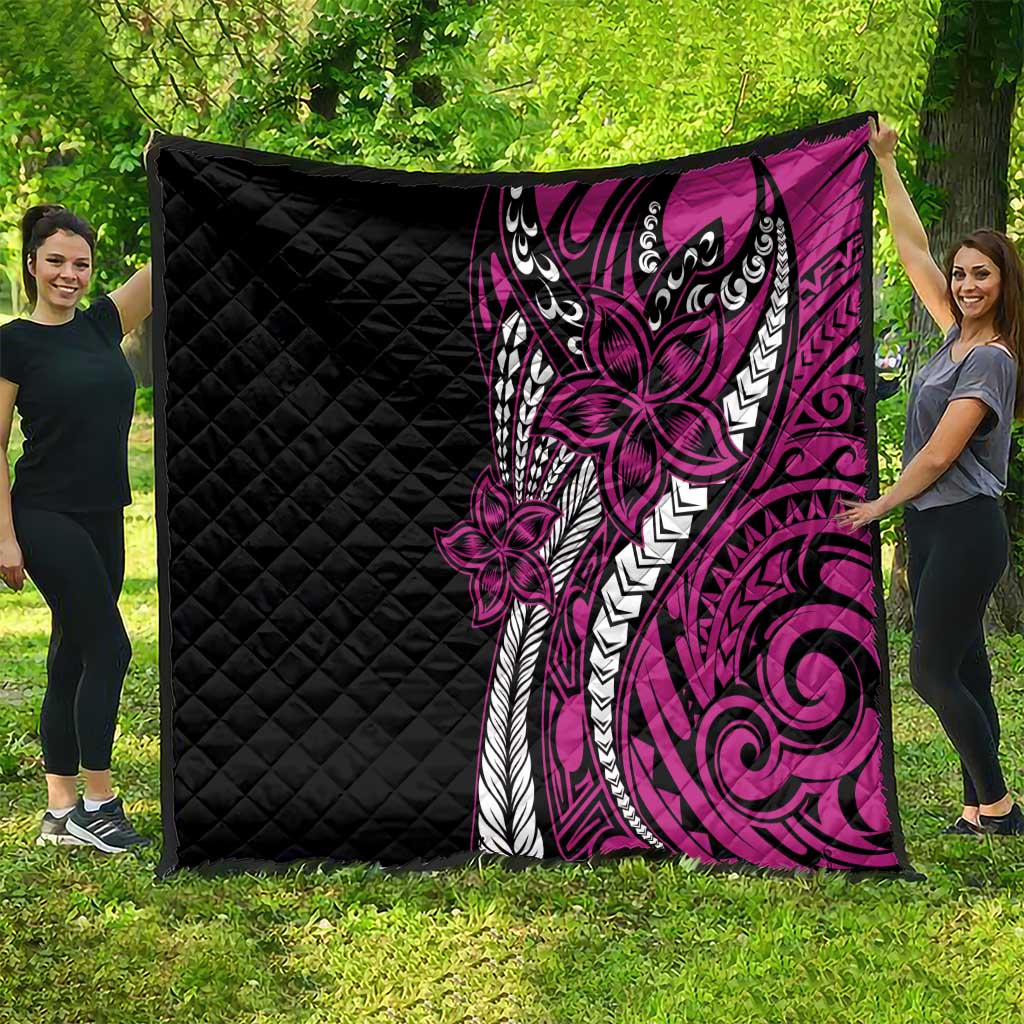 Polynesian Plumeria Floral Tattoo Pattern Quilt Pink Style LT9 - Polynesian Pride
