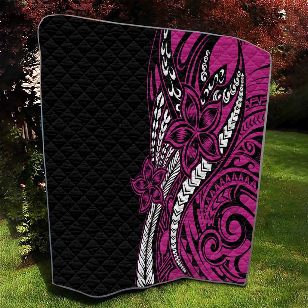 Polynesian Plumeria Floral Tattoo Pattern Quilt Pink Style LT9 - Polynesian Pride