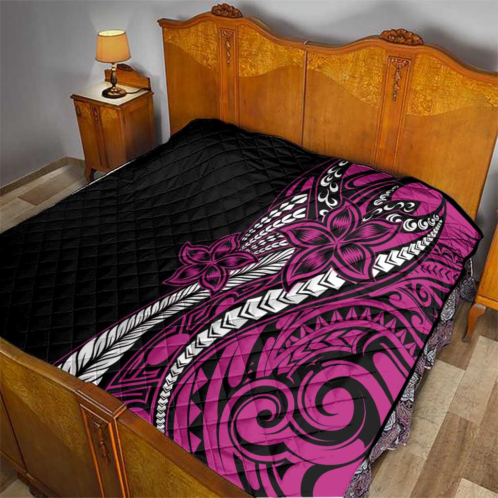 Polynesian Plumeria Floral Tattoo Pattern Quilt Pink Style LT9 - Polynesian Pride