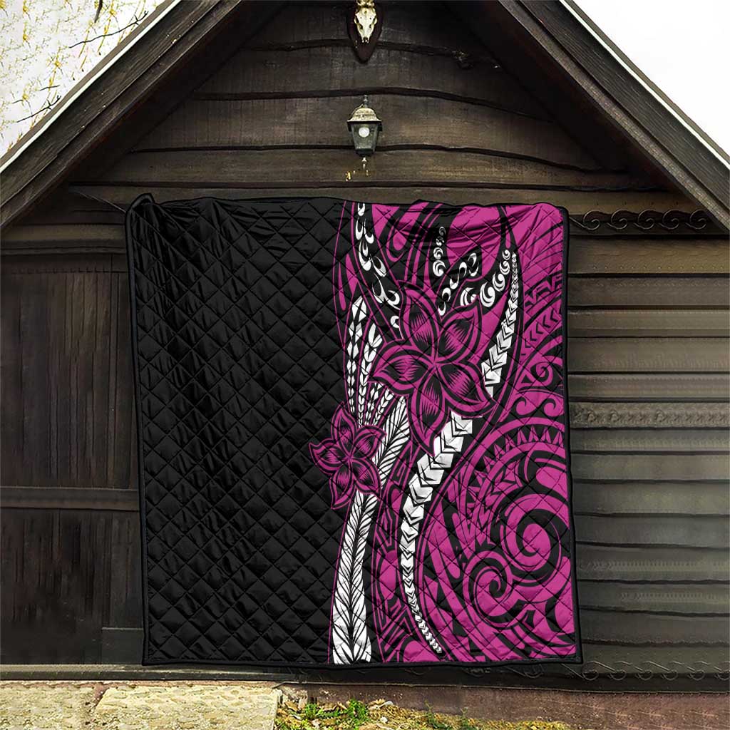 Polynesian Plumeria Floral Tattoo Pattern Quilt Pink Style LT9 - Polynesian Pride