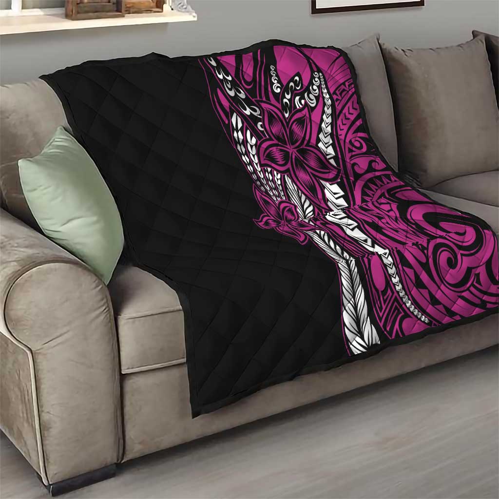 Polynesian Plumeria Floral Tattoo Pattern Quilt Pink Style LT9 - Polynesian Pride