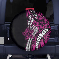 Polynesian Plumeria Floral Tattoo Pattern Spare Tire Cover Pink Style
