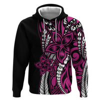 Polynesian Plumeria Floral Tattoo Pattern Zip Hoodie Pink Style