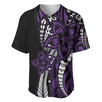 Polynesian Plumeria Floral Tattoo Pattern Baseball Jersey Purple Style LT9 Purple - Polynesian Pride