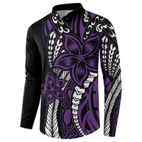 Polynesian Plumeria Floral Tattoo Pattern Button Sweatshirt Purple Style