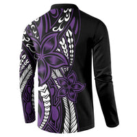 Polynesian Plumeria Floral Tattoo Pattern Button Sweatshirt Purple Style