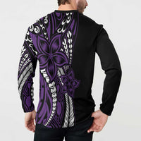 Polynesian Plumeria Floral Tattoo Pattern Button Sweatshirt Purple Style