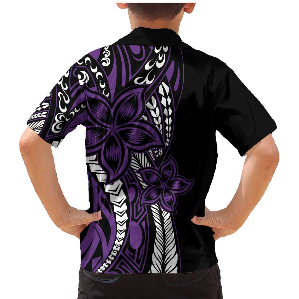 Polynesian Plumeria Floral Tattoo Pattern Family Matching Mermaid Dress and Hawaiian Shirt Purple Style LT9 - Polynesian Pride