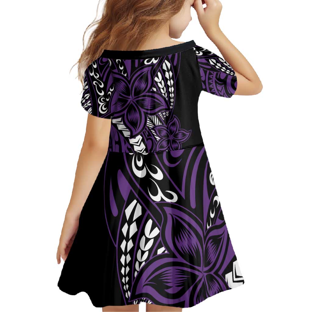 Polynesian Plumeria Floral Tattoo Pattern Family Matching Off Shoulder Maxi Dress and Hawaiian Shirt Purple Style