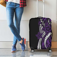 Polynesian Plumeria Floral Tattoo Pattern Luggage Cover Purple Style