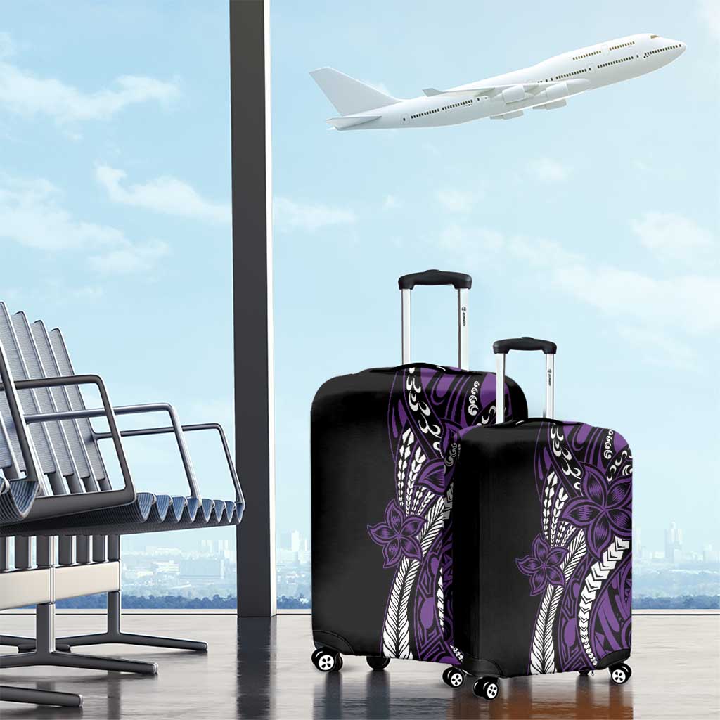 Polynesian Plumeria Floral Tattoo Pattern Luggage Cover Purple Style