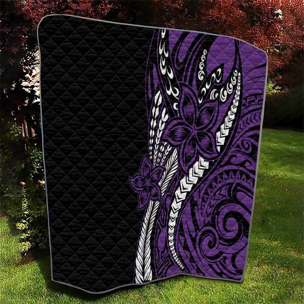 Polynesian Plumeria Floral Tattoo Pattern Quilt Purple Style LT9 - Polynesian Pride