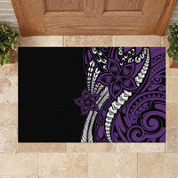 Polynesian Plumeria Floral Tattoo Pattern Rubber Doormat Purple Style