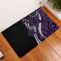 Polynesian Plumeria Floral Tattoo Pattern Rubber Doormat Purple Style