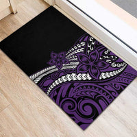 Polynesian Plumeria Floral Tattoo Pattern Rubber Doormat Purple Style