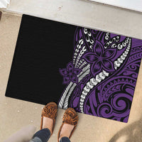 Polynesian Plumeria Floral Tattoo Pattern Rubber Doormat Purple Style