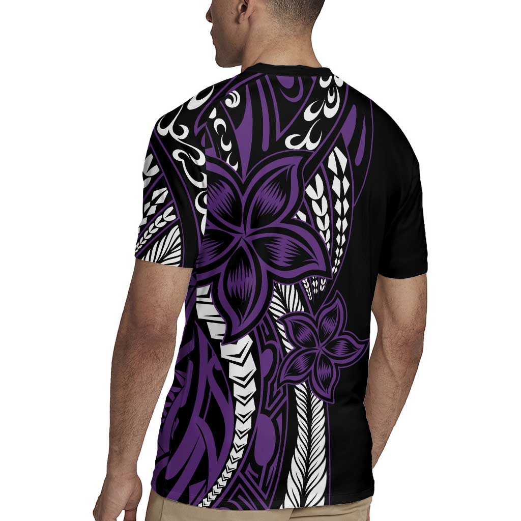 Polynesian Plumeria Floral Tattoo Pattern Rugby Jersey Purple Style
