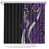 Polynesian Plumeria Floral Tattoo Pattern Shower Curtain Purple Style LT9 Purple - Polynesian Pride