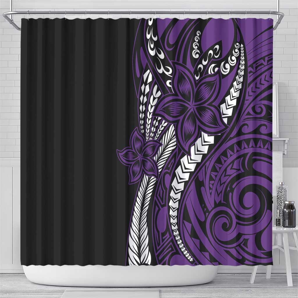 Polynesian Plumeria Floral Tattoo Pattern Shower Curtain Purple Style LT9 - Polynesian Pride