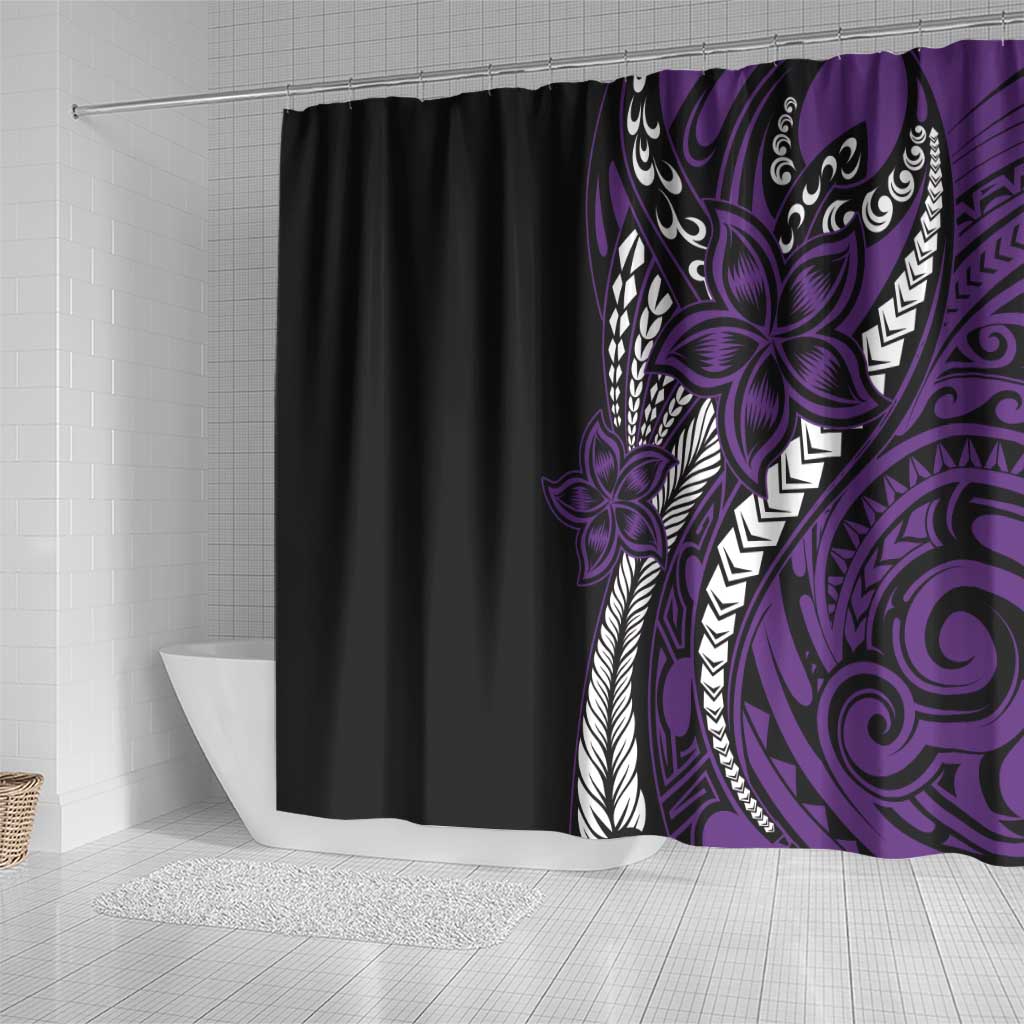 Polynesian Plumeria Floral Tattoo Pattern Shower Curtain Purple Style LT9 - Polynesian Pride