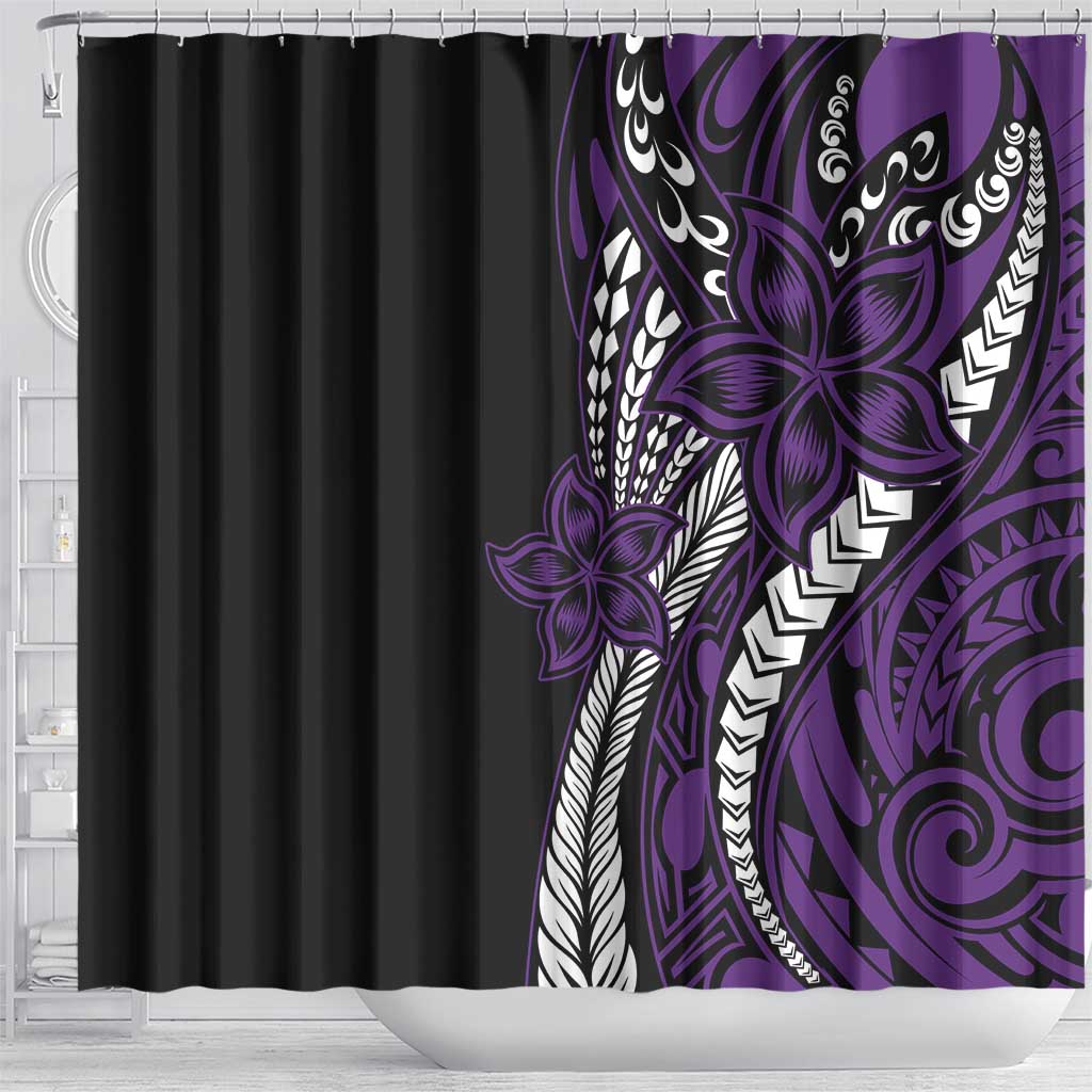 Polynesian Plumeria Floral Tattoo Pattern Shower Curtain Purple Style LT9 - Polynesian Pride