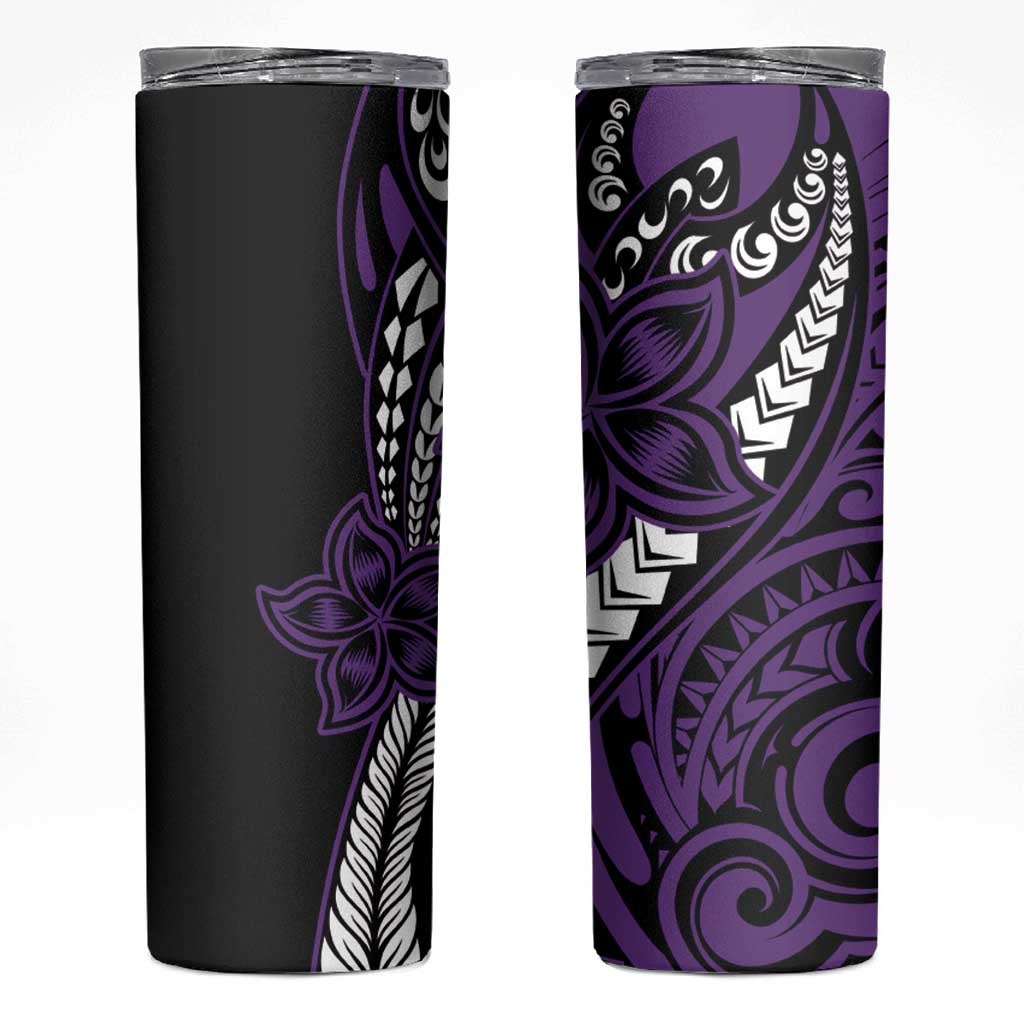 Polynesian Plumeria Floral Tattoo Pattern Skinny Tumbler Purple Style