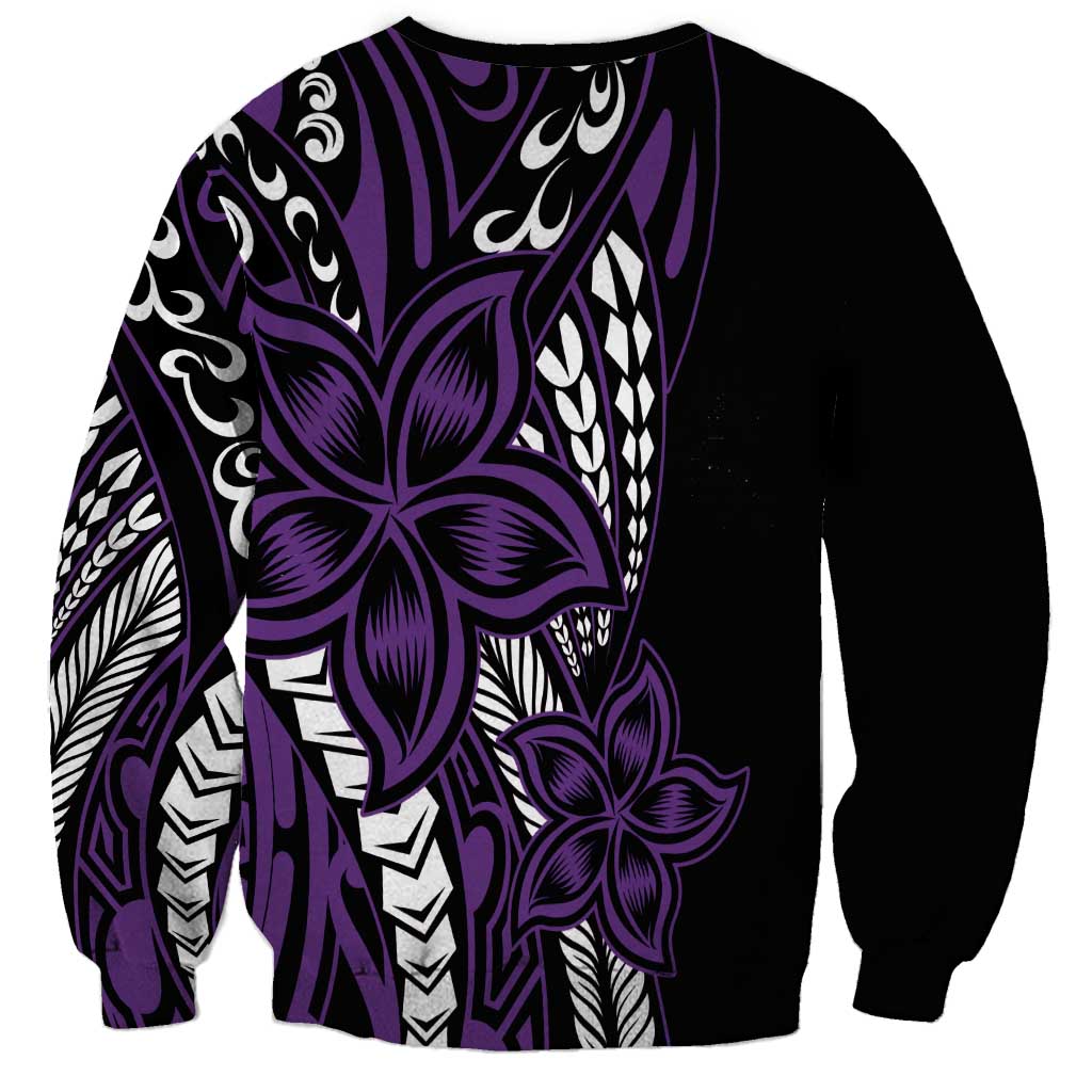 Polynesian Plumeria Floral Tattoo Pattern Sweatshirt Purple Style