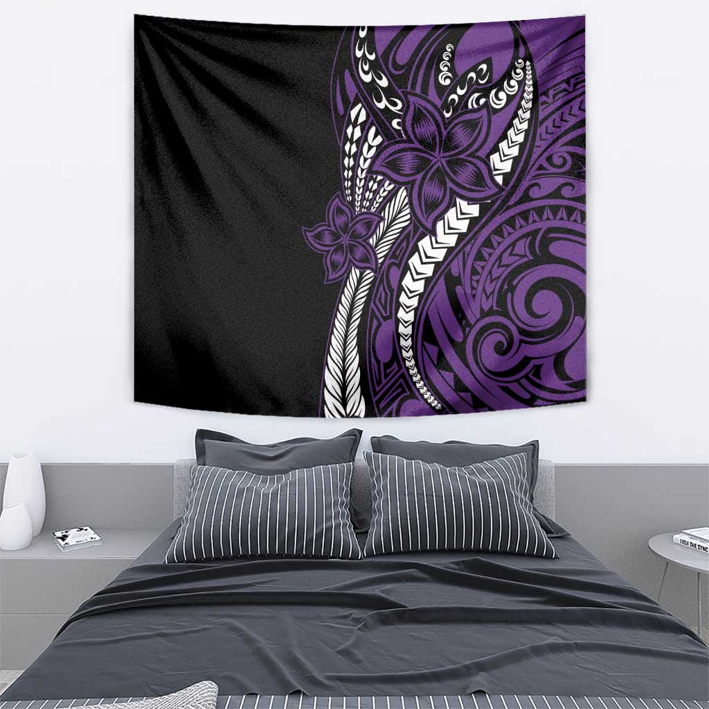 Polynesian Plumeria Floral Tattoo Pattern Tapestry Purple Style